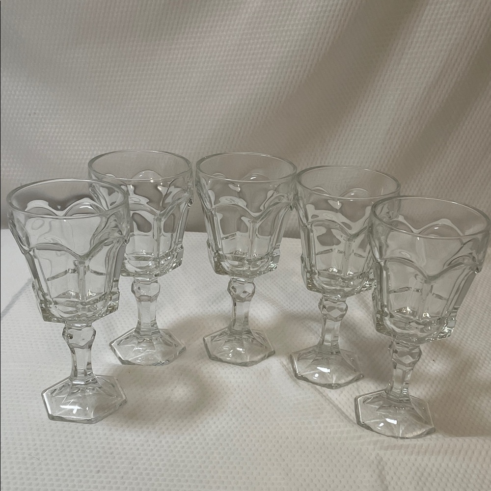 Fostoria Virginia Clear Water 
Goblets.  Set of five.